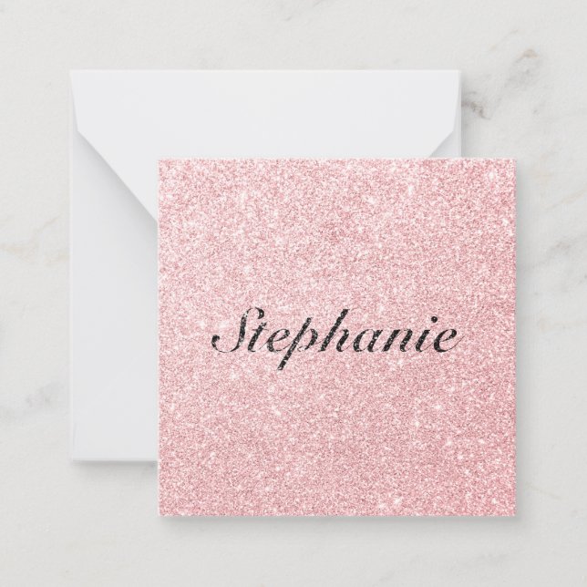 Personalisierter Name Rosa Glitzer Sparkline Stil Mitteilungskarte (Vorderseite)