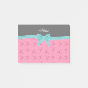 Personalisierter Name Rosa Gymnastik Türkisbogen Post-it Klebezettel
