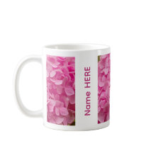 Personalisierter Name Rosa Hortensien-Blumenfoto