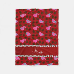 Personalisierter Name Rosa Kaffeetassen Bohnen Fleecedecke