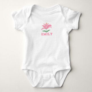 Personalisierter Name Rosa Lilie Blume Baby Bodysu Baby Strampler