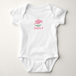 Personalisierter Name Rosa Lilie Blume Baby Bodysu Baby Strampler