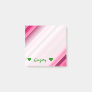 Personalisierter Name + rosa/magentafarbenes Muste Post-it Klebezettel