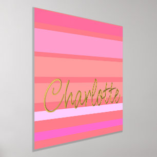 Personalisierter Name Rosa Streifen Gold Foliendrucke