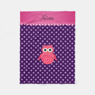 Personalisierter Name Rosa Uhu lila Polka Punkte Fleecedecke