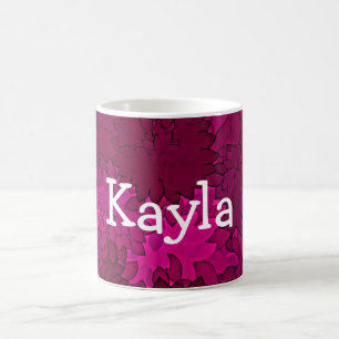 Personalisierter Name Rosa und Weiß Dahlia Blume Kaffeetasse