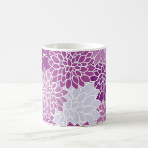 Personalisierter Name Rosa und Weiß Dahlia Blume Kaffeetasse