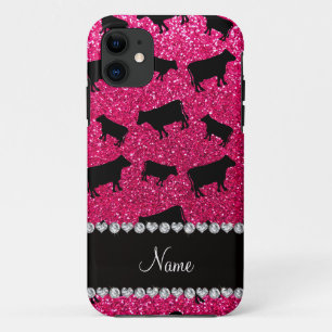 Personalisierter Name Rose Rosa Glitzer Kühe Case-Mate iPhone Hülle