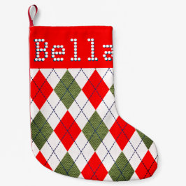 Personalisierter Name Rot Ugly Sweater Muster Kleiner Weihnachtsstrumpf