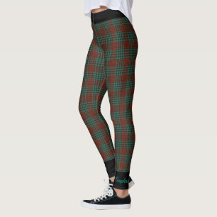 Personalisierter Name, rot und Aquamarin Kariert,  Leggings