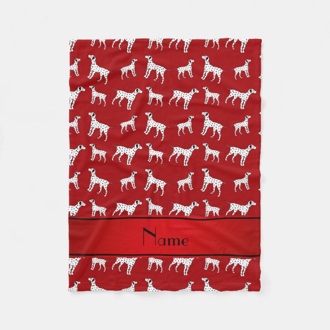 Personalisierter Name: Rote dalmatinische Hunde Fleecedecke (Vorderseite)