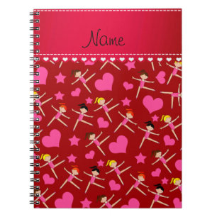 Personalisierter Name Rote Girl Gymnasten Herzstar Notizblock