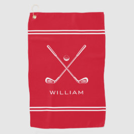 Personalisierter Name Rote Streifen Stilvoll Golfhandtuch