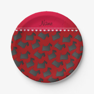 Personalisierter Name Roter Schottenhund Pappteller
