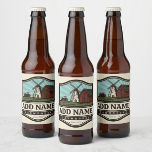 Personalisierter NAME Rustikales Bauernhaus Alte W Bierflaschenetikett