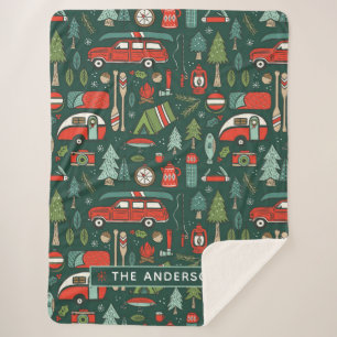 Personalisierter Name Rustikales Camping Sherpadecke