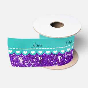 Personalisierter Name rythmic Gymnastik lila Glitz Satinband