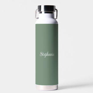 Personalisierter Name Sage Green Script Hochzeitsw Trinkflasche