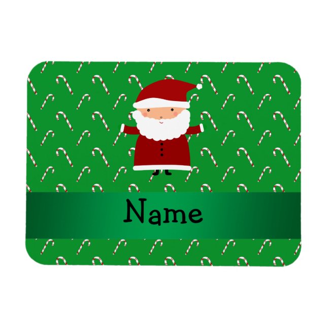 Personalisierter Name Santa grüne Bonbons Magnet (Horizontal)