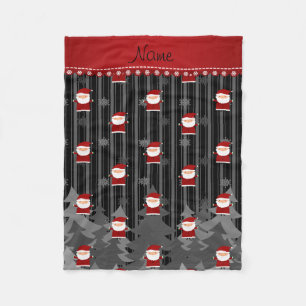 Personalisierter Name Santa Schwarze Schneeflocken Fleecedecke