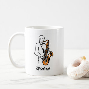 Personalisierter Name Saxophonspieler – Musikliebh Kaffeetasse