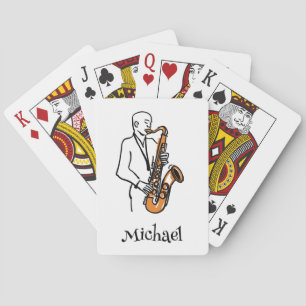 Personalisierter Name Saxophonspieler – Musikliebh Spielkarten