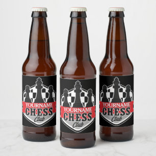 Personalisierter NAME Schachspieler Club Checkmate Bierflaschenetikett