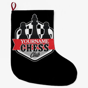 Personalisierter NAME Schachspieler Club Checkmate Großer Weihnachtsstrumpf