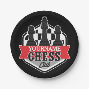 Personalisierter NAME Schachspieler Club Checkmate Pappteller