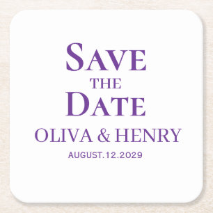 PERSONALISIERTER NAME SCHICKER SAVE THE DATE RECHTECKIGER PAPPUNTERSETZER