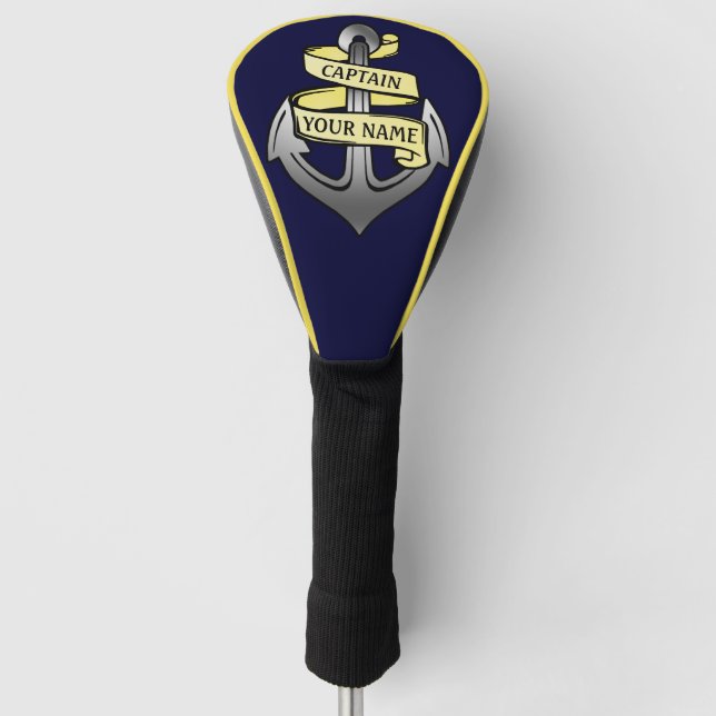 Personalisierter Name Schiffs-Boots-Kapitän-Anchor Golf Headcover (Vorderseite)
