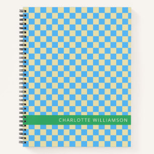 Personalisierter Name Schule Retro-Schachbrett Bla Notizbuch