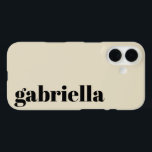 Personalisierter Name Schwarz/Beige: Bold Typograf iPhone 16 Hülle<br><div class="desc">Dicke moderne Typografie Personalisiert Name Handy Case in Schwarz und Beige</div>