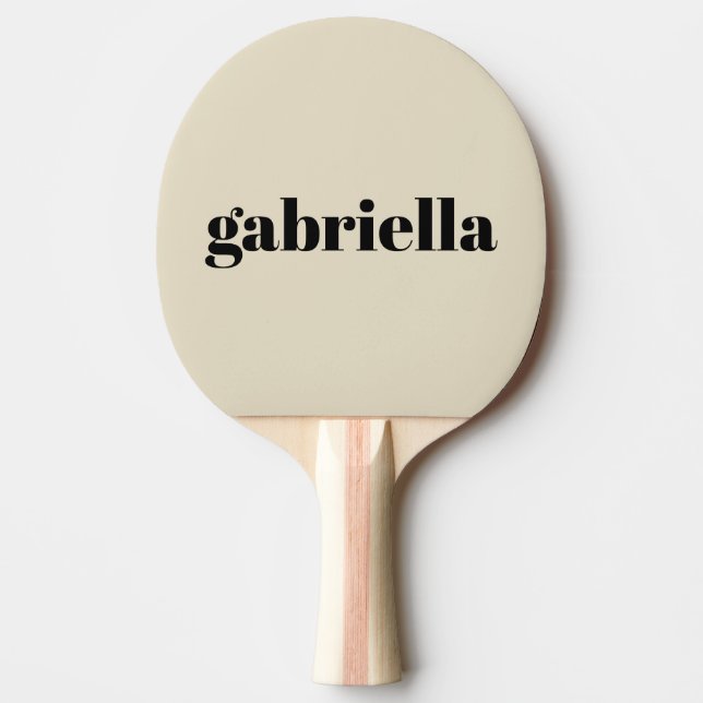 Personalisierter Name Schwarz/Beige: Bold Typograf Tischtennis Schläger (Vorderseite)
