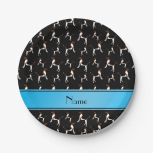Personalisierter Name schwarz Englisch Foxhounds Pappteller