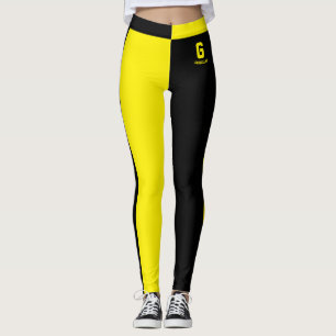 Personalisierter Name Schwarz Gelbe Streifen Monog Leggings