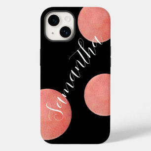 Personalisierter Name Schwarz Große Polka-Punkte  Case-Mate iPhone 14 Hülle