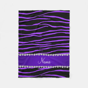 Personalisierter Name Schwarz lila Zebrastreifen Fleecedecke