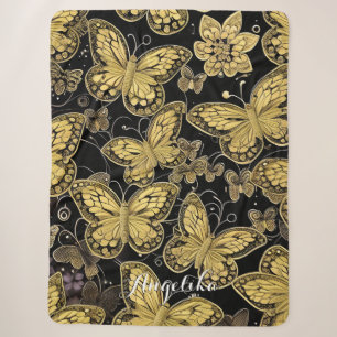Personalisierter Name Schwarz und Goldbarren Sherpadecke