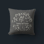 Personalisierter Name Schwarz-weiß Botanische Hoch Kissen<br><div class="desc">Personalisierte Schwarz-weiße,  handgemalte,  blumenfarbene Kopfkissenplatte</div>