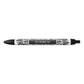 Personalisierter Name Schwarz/Weiß Mandala Moderne Kugelschreiber