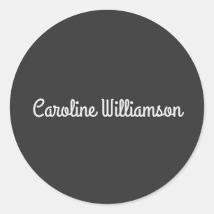 Personalisierter Name Schwarz-weiß Retro Typografi Runder Aufkleber