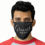 Personalisierter Name Schwarz-weiße Trauzeuge Mund-Nasen-Maske<br><div class="desc">Elegantes,  personalisiertes "Trauzeuge"-Skript und Name,  tolle personalisierte Teamgroom-Geschenke</div>