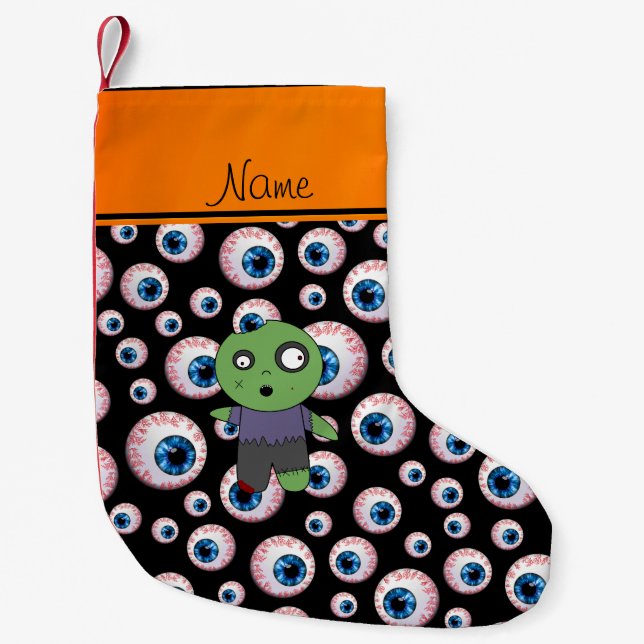Personalisierter Name schwarze Augapfel Zombie Kleiner Weihnachtsstrumpf (Vorderseite)