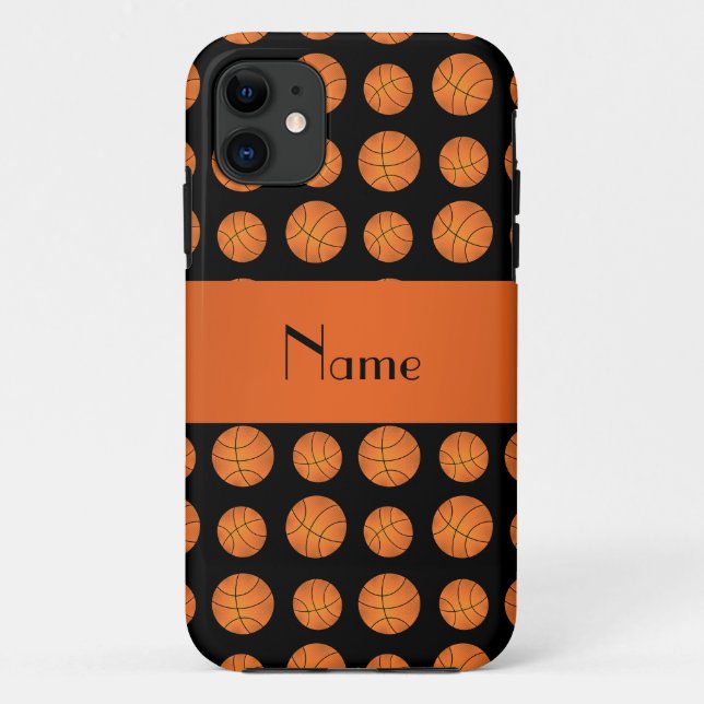 Personalisierter Name schwarze Basketball Case-Mate iPhone Hülle (Rückseite)
