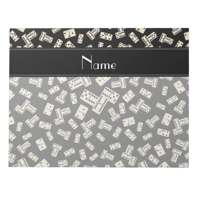 Personalisierter Name schwarze Domino Notizblock (Vorderseite)