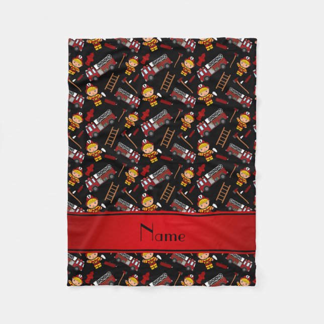 Personalisierter Name schwarze Feuerwehrleute Leit Fleecedecke (Vorderseite)