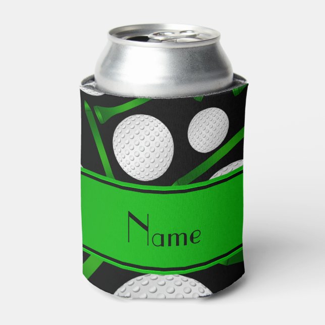Personalisierter Name Schwarze Golfbälle T-Shirts Dosenkühler (Kanne Vorderseite)
