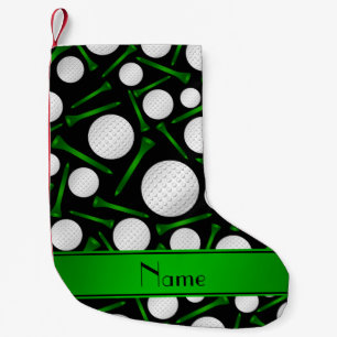Personalisierter Name Schwarze Golfbälle T-Shirts Kleiner Weihnachtsstrumpf