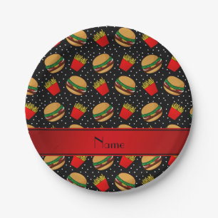 Personalisierter Name Schwarze Hamburger Pommes Fr Pappteller
